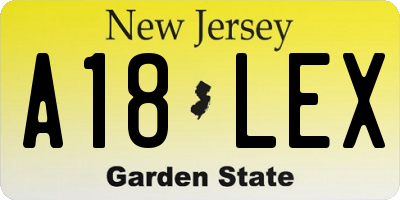NJ license plate A18LEX