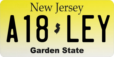 NJ license plate A18LEY