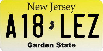 NJ license plate A18LEZ