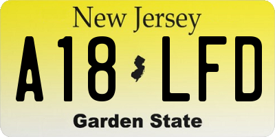 NJ license plate A18LFD