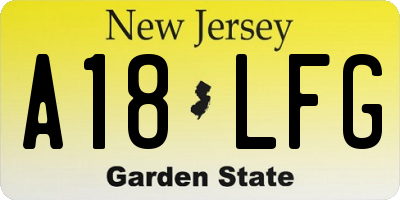 NJ license plate A18LFG