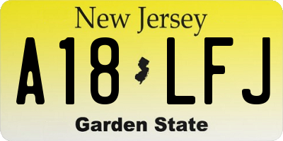 NJ license plate A18LFJ