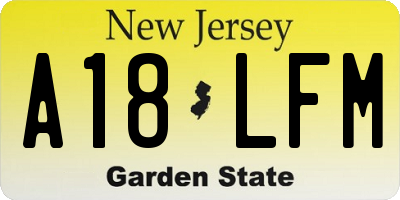 NJ license plate A18LFM