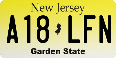 NJ license plate A18LFN