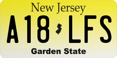 NJ license plate A18LFS