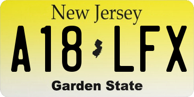 NJ license plate A18LFX