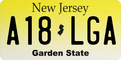 NJ license plate A18LGA