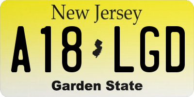 NJ license plate A18LGD