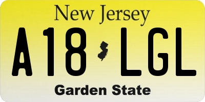 NJ license plate A18LGL