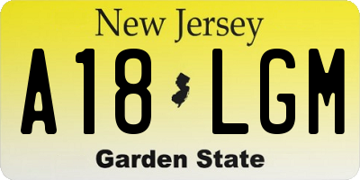 NJ license plate A18LGM