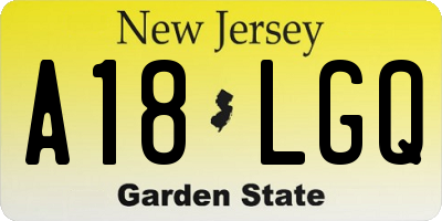 NJ license plate A18LGQ