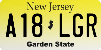 NJ license plate A18LGR