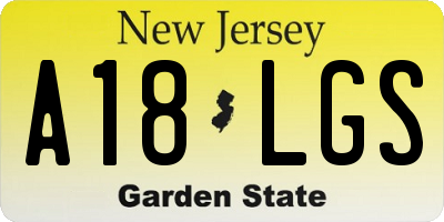 NJ license plate A18LGS