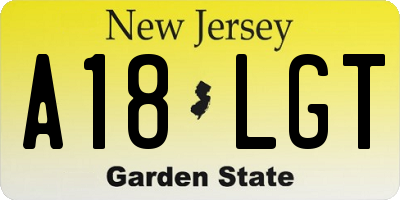 NJ license plate A18LGT
