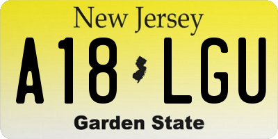 NJ license plate A18LGU