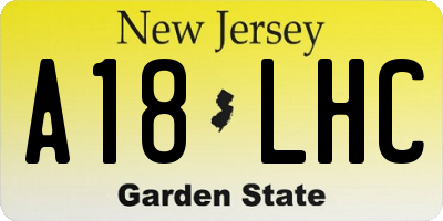 NJ license plate A18LHC