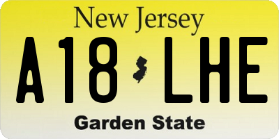 NJ license plate A18LHE