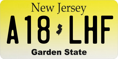 NJ license plate A18LHF