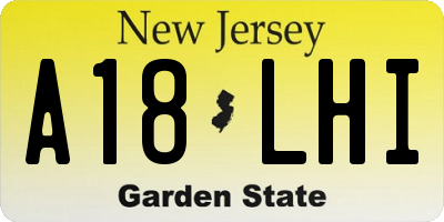 NJ license plate A18LHI