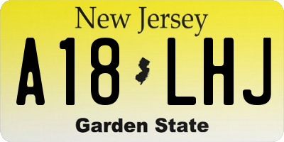 NJ license plate A18LHJ