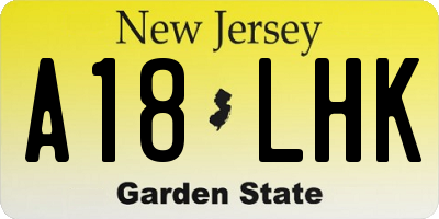 NJ license plate A18LHK
