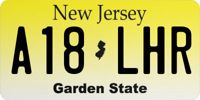 NJ license plate A18LHR