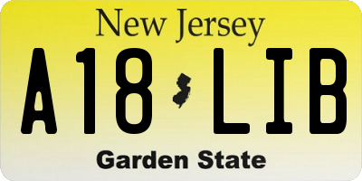 NJ license plate A18LIB