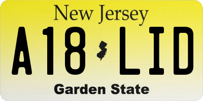 NJ license plate A18LID