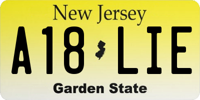 NJ license plate A18LIE