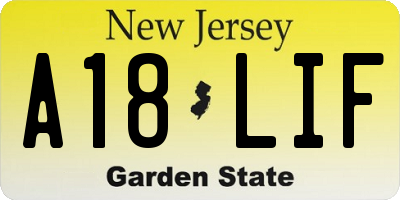 NJ license plate A18LIF