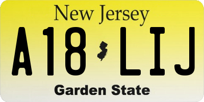 NJ license plate A18LIJ
