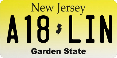 NJ license plate A18LIN