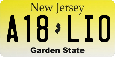 NJ license plate A18LIO