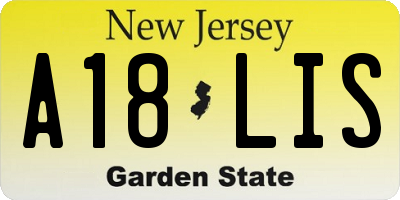 NJ license plate A18LIS