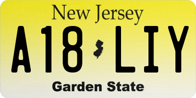 NJ license plate A18LIY