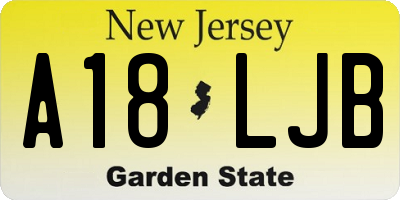 NJ license plate A18LJB