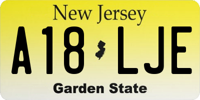 NJ license plate A18LJE