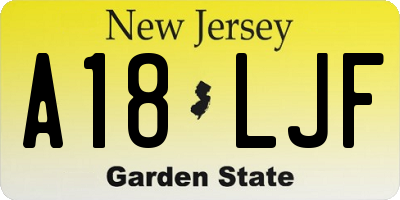 NJ license plate A18LJF
