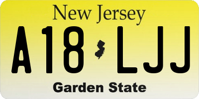 NJ license plate A18LJJ