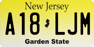 NJ license plate A18LJM