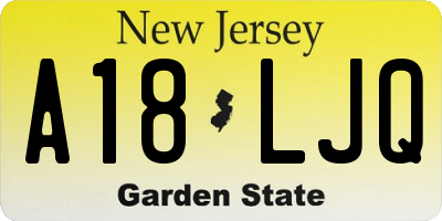 NJ license plate A18LJQ