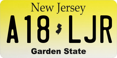 NJ license plate A18LJR