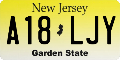 NJ license plate A18LJY
