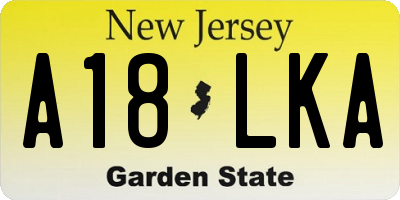 NJ license plate A18LKA