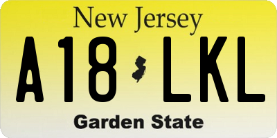 NJ license plate A18LKL
