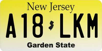 NJ license plate A18LKM