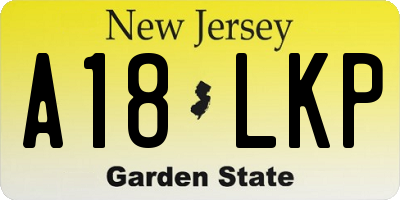 NJ license plate A18LKP