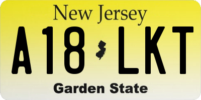 NJ license plate A18LKT