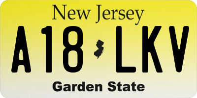 NJ license plate A18LKV