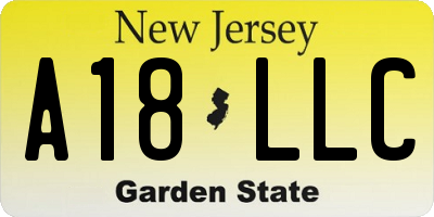 NJ license plate A18LLC